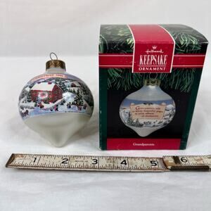 Vintage Hallmark Keepsake Ornament Grandparents Glass Bulb Ball 1991 w/ Box